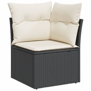 vidaXL Canapé d'angle de jardin avec coussins noir résine tressée