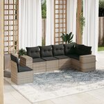 vidaXL Salon de jardin 6 Pièces avec coussins gris clair résine tressée