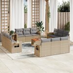 vidaXL Salon de jardin et coussins 13 Pièces mélange beige résine tressée