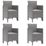 vidaXL Ensemble de salle à manger de jardin 5 pièces avec coussins gris clair poly rotin