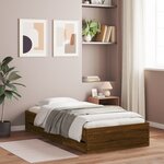 vidaXL Cadre de lit et tiroirs chêne marron 90x200cm bois d'ingénierie