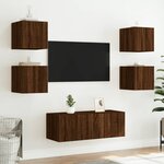 vidaXL Meuble TV mural avec lumières LED chêne marron 30 5x35x30 cm
