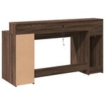 Bureau table poste de travail meuble d'ordinateur informatique étude et lumières LED chêne bois d'ingénierie brun 02_0023794