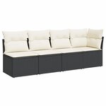 vidaXL Canapé de jardin avec coussins 4 places noir résine tressée
