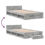 vidaXL Cadre de lit avec tiroir sans matelas gris béton 75x190 cm