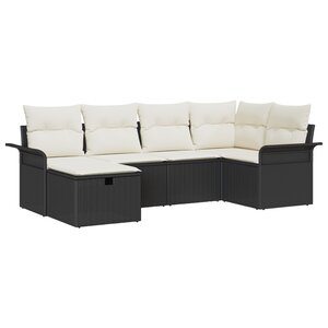 vidaXL Ensemble de 6 Canapés de Jardin avec Coussins Noir en Poly Rattan