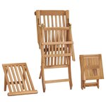 vidaXL Chaise longue de jardin avec repose-pied et table Bois de teck