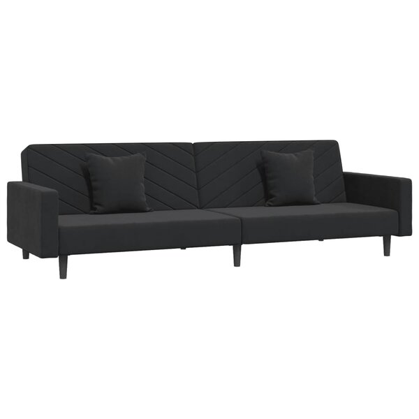 vidaXL Canapé-lit à 2 places avec deux oreillers Noir Velours