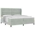 Lit Box Spring avec Matelas gris clair 200x200 cm velours