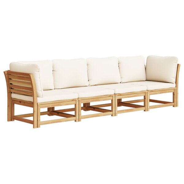 vidaXL Salon de jardin 4 Pièces avec coussins Bois d'acacia solide