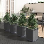 vidaXL Jardinières 4 Pièces noir 30x30x37 cm polypropylène