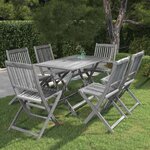 vidaXL Ensemble à manger de jardin 7 Pièces Bois d'acacia massif Gris