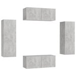 vidaXL Ensemble de meubles TV 4 Pièces Gris béton Bois d'ingénierie