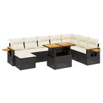 vidaXL Salon de jardin 9 Pièces avec coussins noir résine tressée