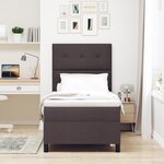 vidaXL Lit à ressorts avec matelas marron foncé en tissu