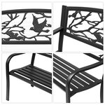 Banc 3 places de jardin terrasse style rural chic 127L x 60l x 85H cm métal époxy anticorrosion noir