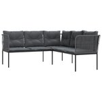 vidaXL Canapé de jardin avec coussins forme de L noir acier textilène