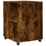 vidaXL Table d'appoint avec roues chêne fumé bois d'ingénierie