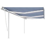 vidaXL Auvent automatique capteur de vent/LED 6x3 m Bleu et blanc
