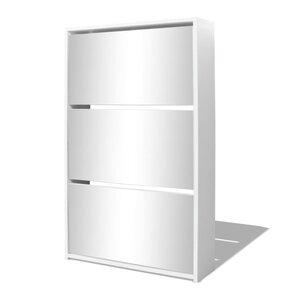 vidaXL Meuble à chaussures 3 étagères 63x17x102 5 cm Miroir Blanc