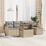 Ensemble de canapé de jardin 6 pièces vidaXL avec coussins beige poly rattan