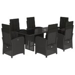 vidaXL Ensemble à manger de jardin coussins 7Pièces Noir Résine tressée