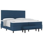 vidaXL Lit à ressort avec matelas et banc bleu 200x200 cm en tissu