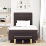 vidaXL Lit Box Spring avec Matelas & Banc Marron foncé 120x190 cm Tissu