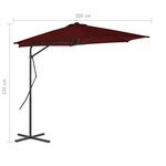 vidaXL Parasol de jardin avec mât en acier rouge bordeaux 300x230 cm