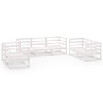 Salon de jardin meuble d'extérieur ensemble de mobilier 7 pièces blanc bois de pin massif 02_0017360