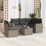 vidaXL Salon de jardin 6 Pièces avec coussins gris résine tressée