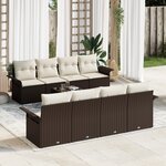 vidaXL Ensemble de canapé de jardin 9 pièces avec coussins en rotin synthétique brun