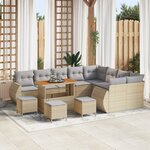 vidaXL Ensemble de Canapés de Jardin 13 Pièces avec Coussins Beige Rotin Poly Acacia