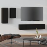 vidaXL Ensemble de meubles TV 4 Pièces Noir Bois d'ingénierie