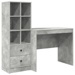 vidaXL Bureau avec rangement en bois d'ingénierie gris béton