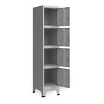 Casier de bureau armoire meuble de rangement pour bureau atelier chambre acier métallique avec 4 portes acier laqué 180 x 38 x 45 cm gris 03_0006348