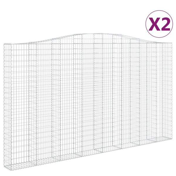 vidaXL Paniers à gabions arqués 2 Pièces 400x30x220/240 cm Fer galvanisé