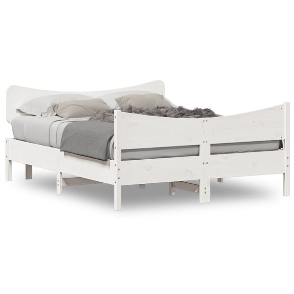 vidaXL Cadre de lit sans matelas blanc 140x190 cm bois de pin massif