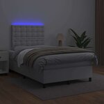 vidaXL Sommier à lattes de lit matelas LED blanc 120x190 cm similicuir
