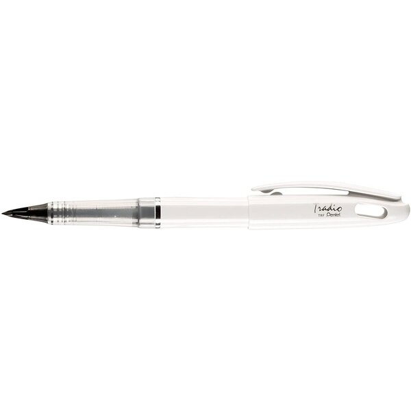 Feutre plume trj94 tradio corps vernis blanc encre noire x 12 pentel