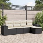 vidaXL Salon de jardin 5 Pièces avec coussins noir résine tressée
