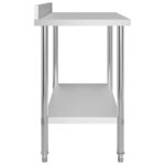 vidaXL Table de travail de cuisine avec dosseret 120x60x93 cm Inox