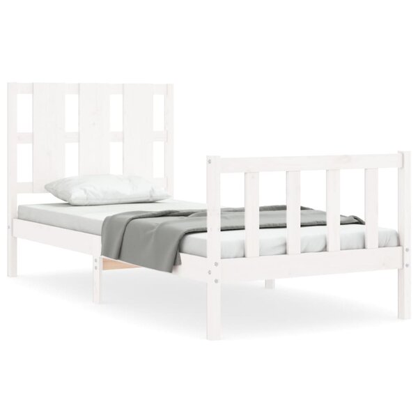 vidaXL Cadre de lit avec tête de lit blanc 90x200 cm bois massif
