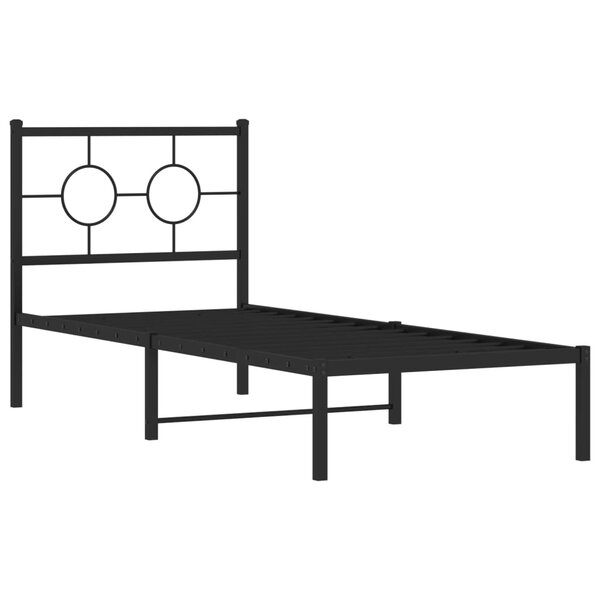 vidaXL Cadre de lit métal avec tête de lit noir 75x190 cm