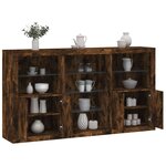 vidaXL Buffet avec lumières LED chêne fumé 181 5x37x100 cm