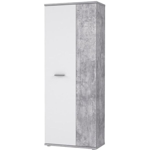 Armoire à chaussures MISCA effet béton et blanc mat - 69 cm