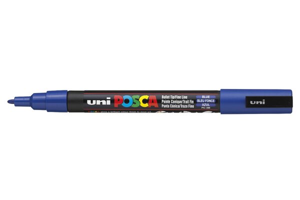 Marqueur pointe conique fine pc3m 0 9 - 1 3mm bleu foncé x 12 POSCA