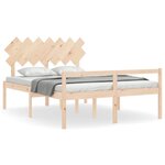 vidaXL Lit pour personne âgée et tête de lit 140x200 cm bois massif