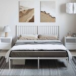 vidaXL Cadre de lit métal sans matelas et tête de lit blanc 150x200 cm