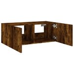 vidaXL Meuble TV mural avec lumières LED chêne fumé 80x35x31 cm